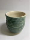 Fiona Bruce Ceramics Small Green Carved Pot