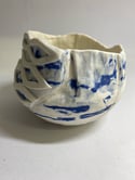 Fiona Bruce Ceramics Abstract Blue and White Wave Bowl