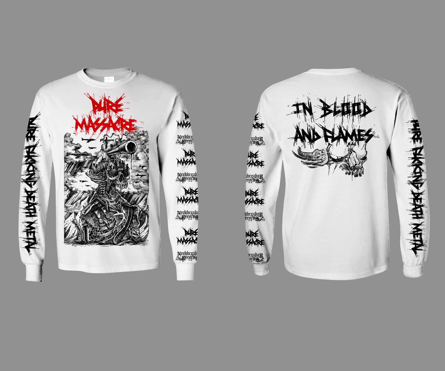 Image of Pure Massacre - In Blood and Flames Longsleeve White