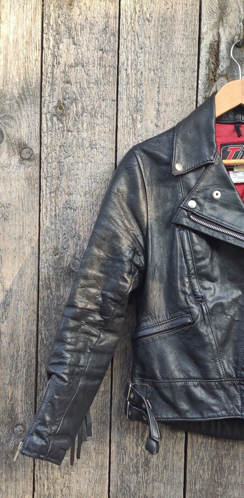 Image of Vintage TT Leathers Motorcycle Jacket With Tassles Size 38" Biker/Rocker