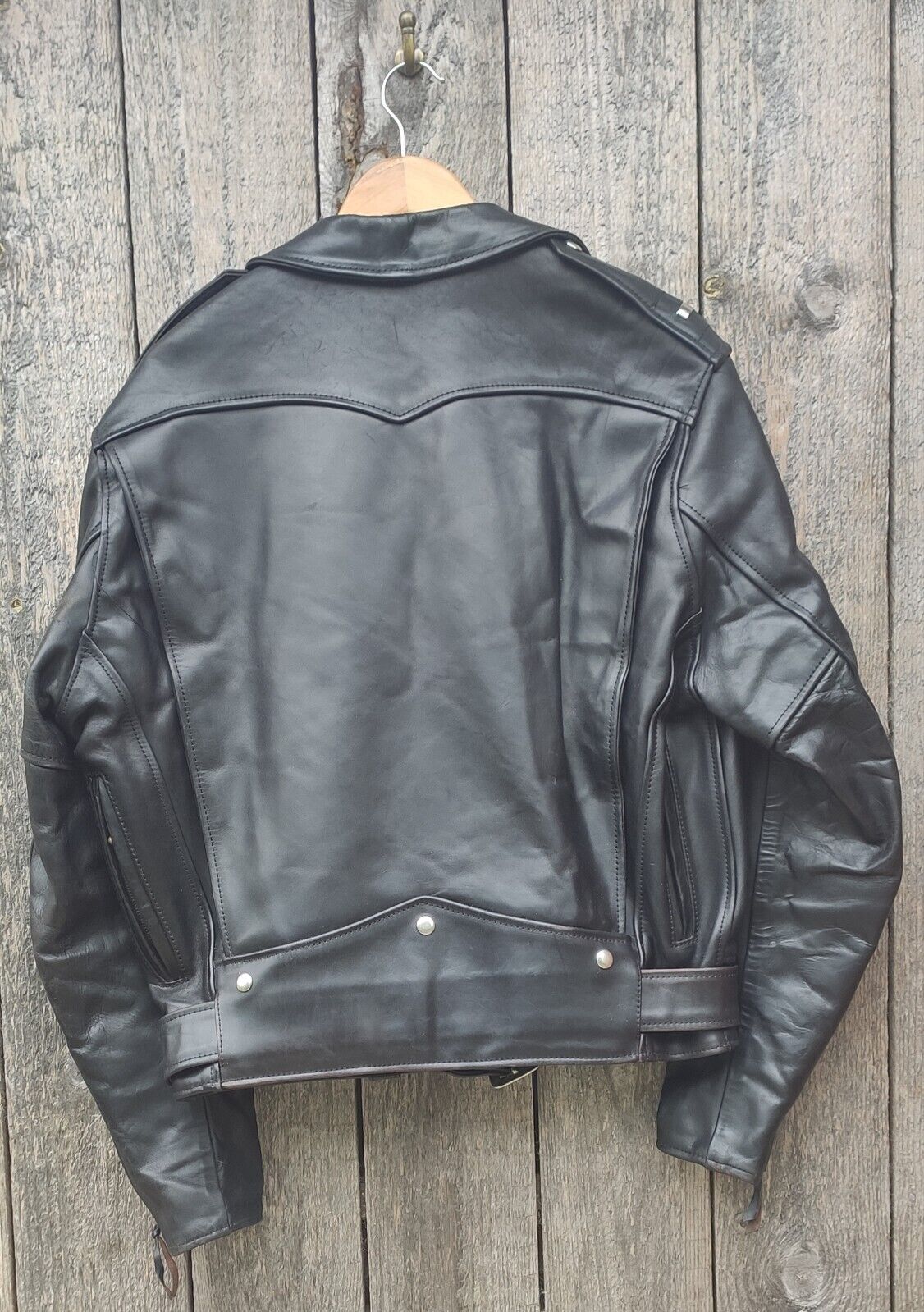 Image of Aero Leathers 'King Of The Road' Black Horsehide Motorcycle Jacket Size 44