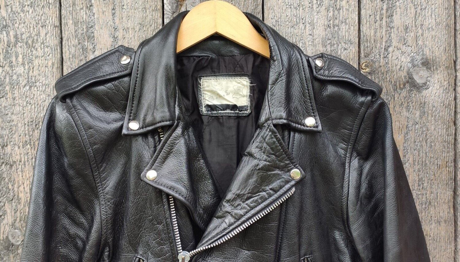 Image of Vintage BLL Black Leather Motorcycle Jacket Size 42" Medium/Biker/Rocker