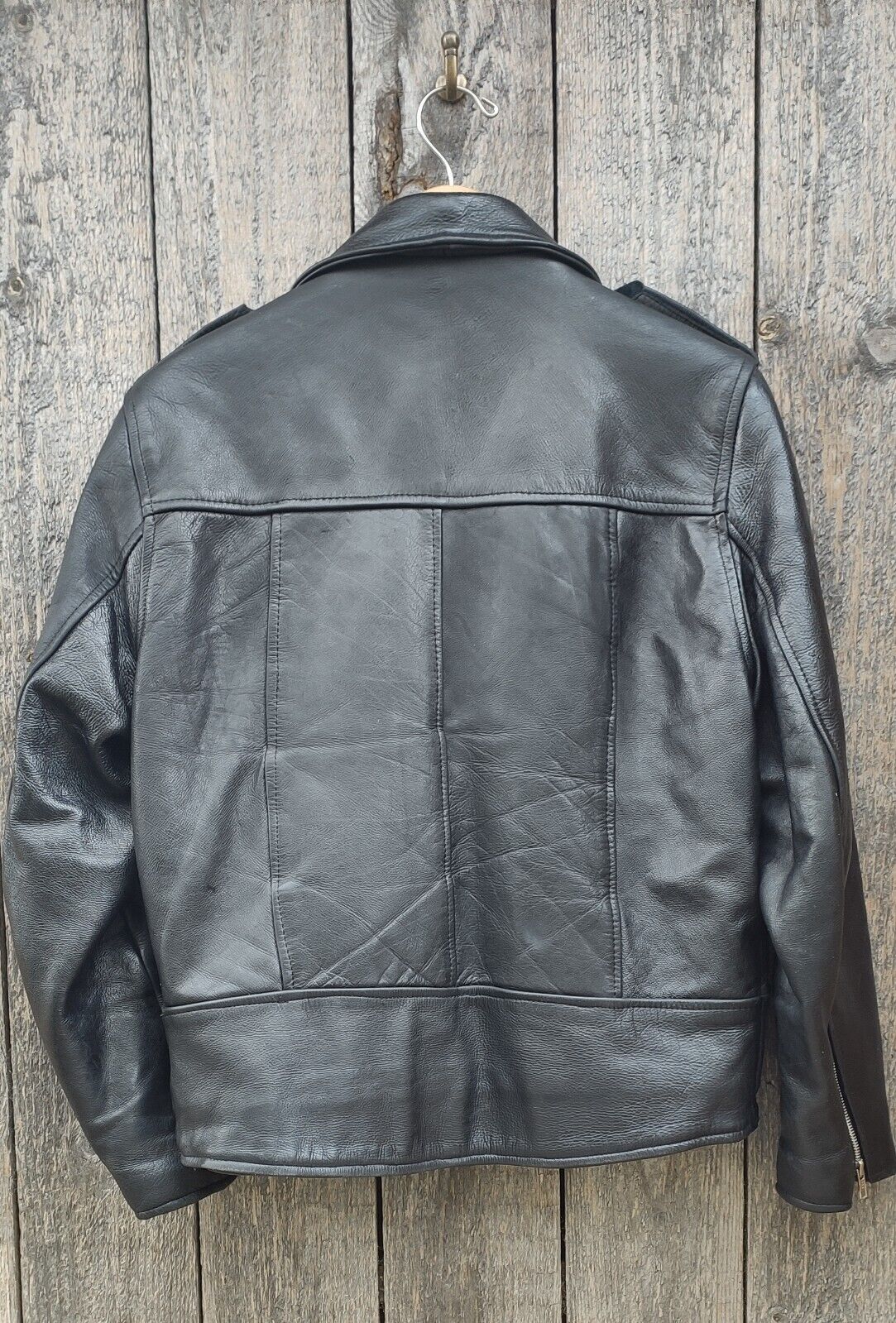 Image of Vintage BLL Black Leather Motorcycle Jacket Size 42" Medium/Biker/Rocker