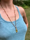 Rainbow Tourmaline Hand Knotted Gemstone Necklace With Earth Mined Citrine Focal Bead