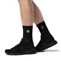 Image 5 of Embroidered socks Black "Scales / Monogram 1"