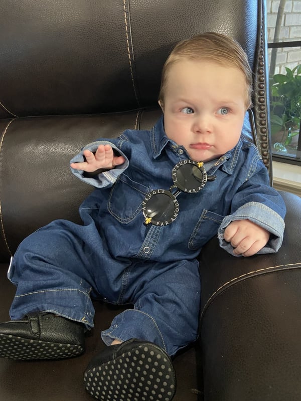 Image of Denim Long Sleeve Romper