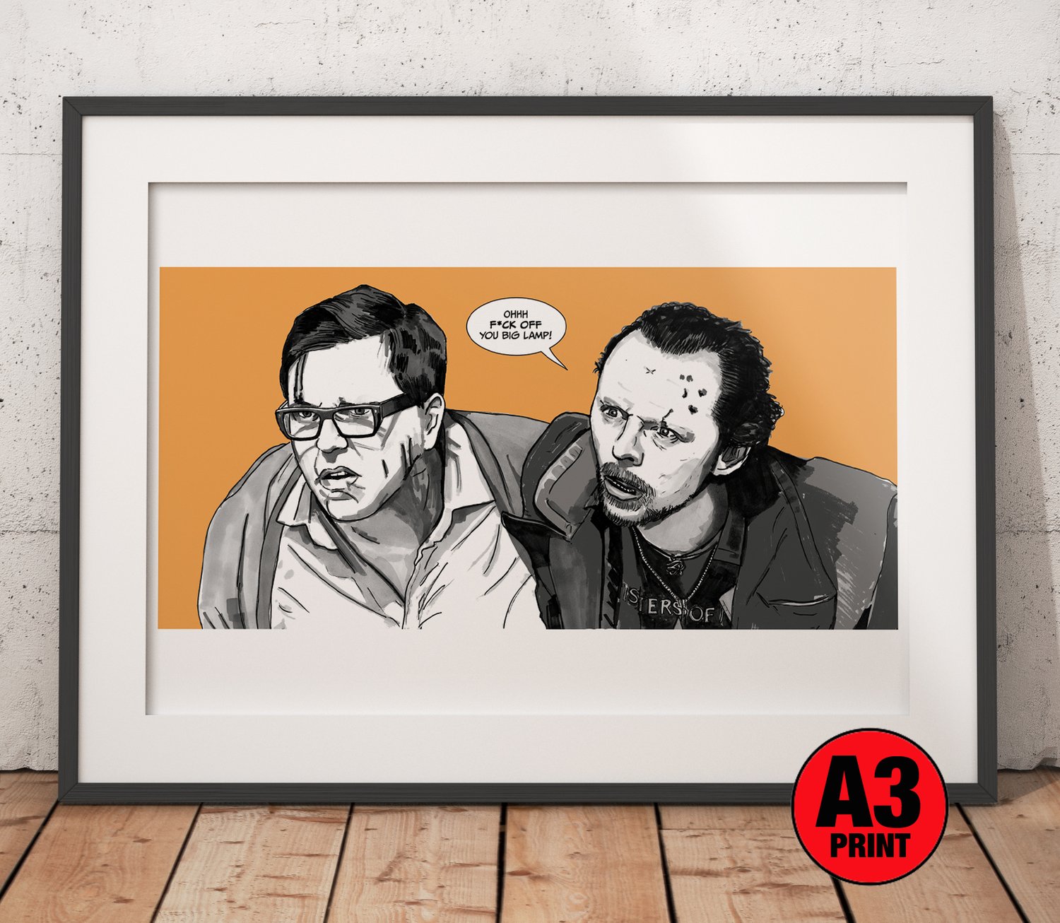 The World's End 'Big Lamp' A3 (16" x 12") Signed Print Comic Style Illustration