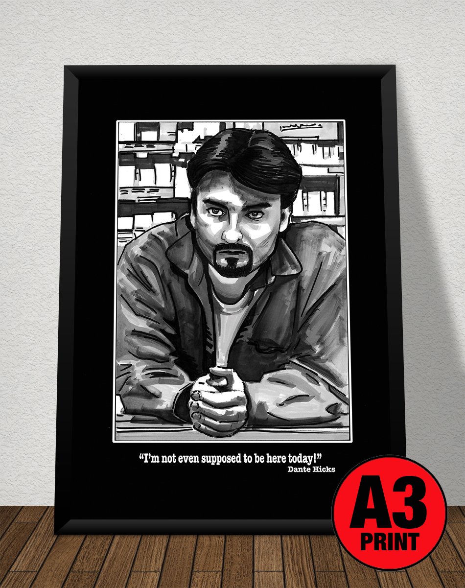 Clerks 'Dante' A3 (16" x 12") Signed Print Comic Style Illustration