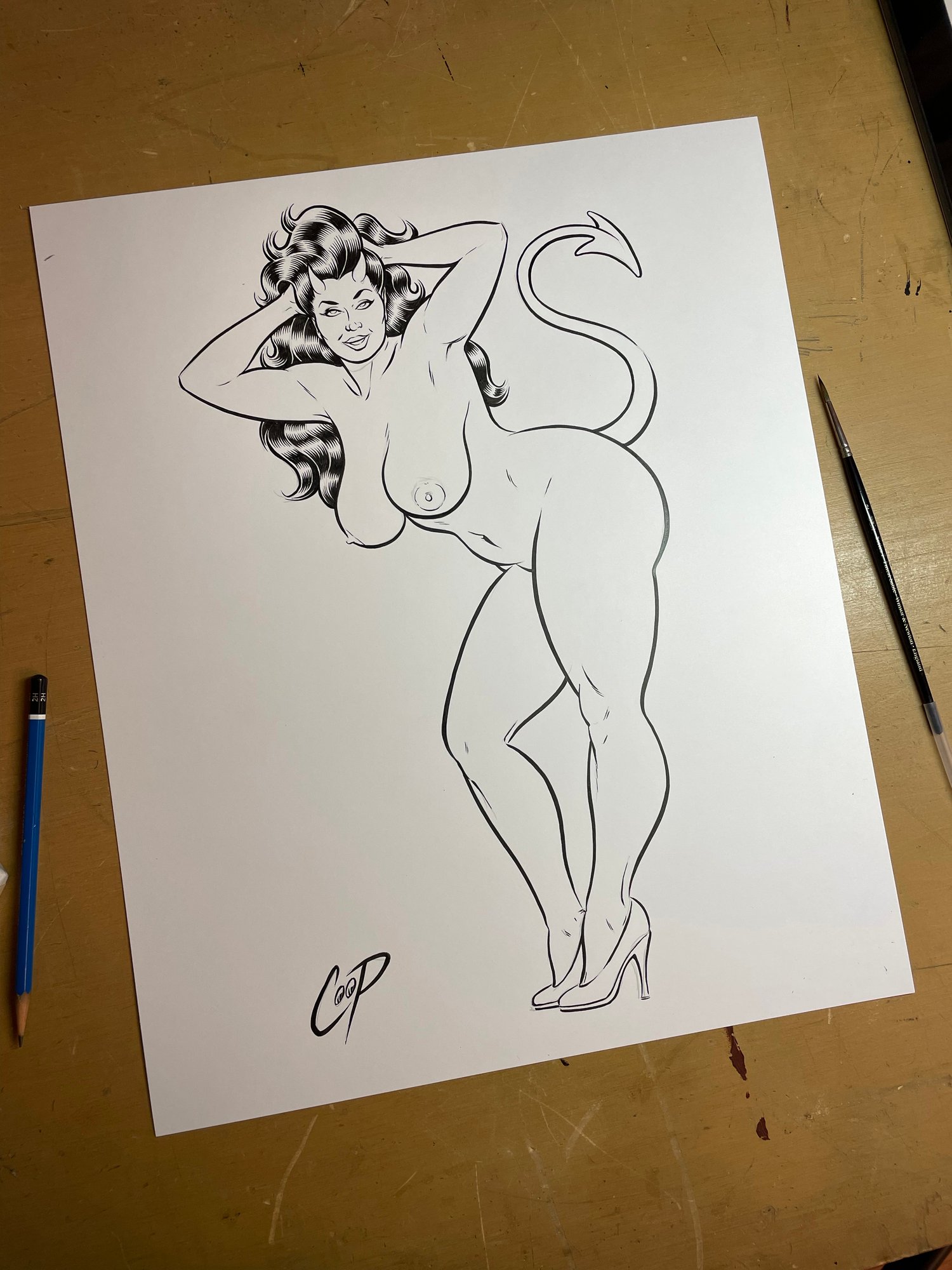 Image of HIGH HEELS DEVIL GIRL Original Art