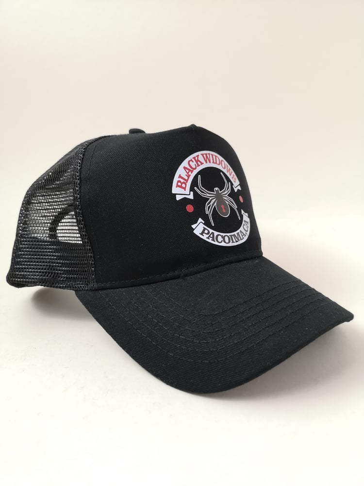 Image of Black Widows Every Which Way But Loose Snapback Trucker Cap