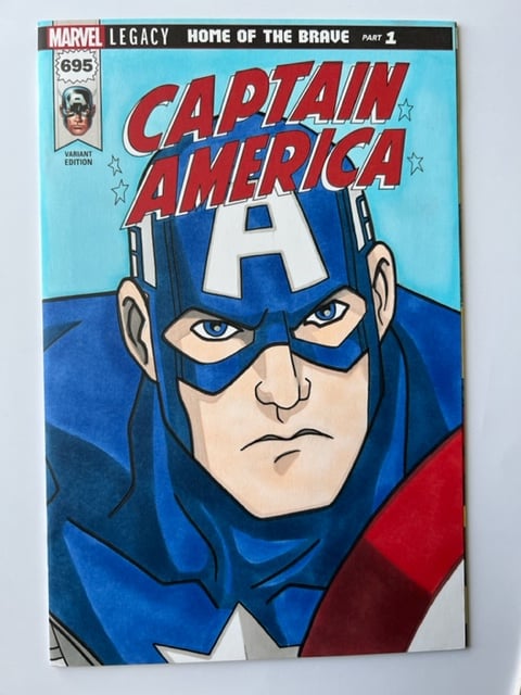 'Captain America' (Animated) Sketch Cover Comic Book Original Art 1/1