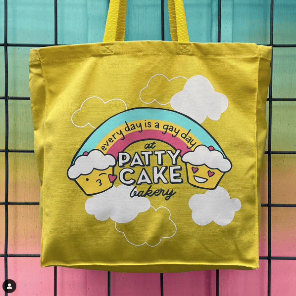 Image of pattycake gay tote bag!