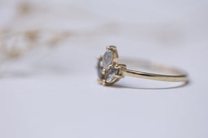 Image of 18ct gold marquise cut 'salt and pepper' rose-cut diamond ring (IOW165)
