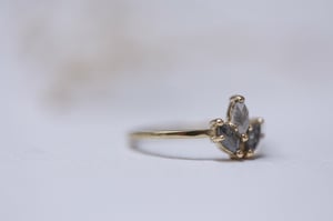 Image of 18ct gold marquise cut 'salt and pepper' rose-cut diamond ring (IOW165)