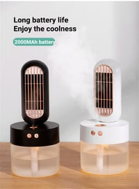 Image 2 of Portable USB Rechargeable Electric Water-Cooling Fan with LED Light 