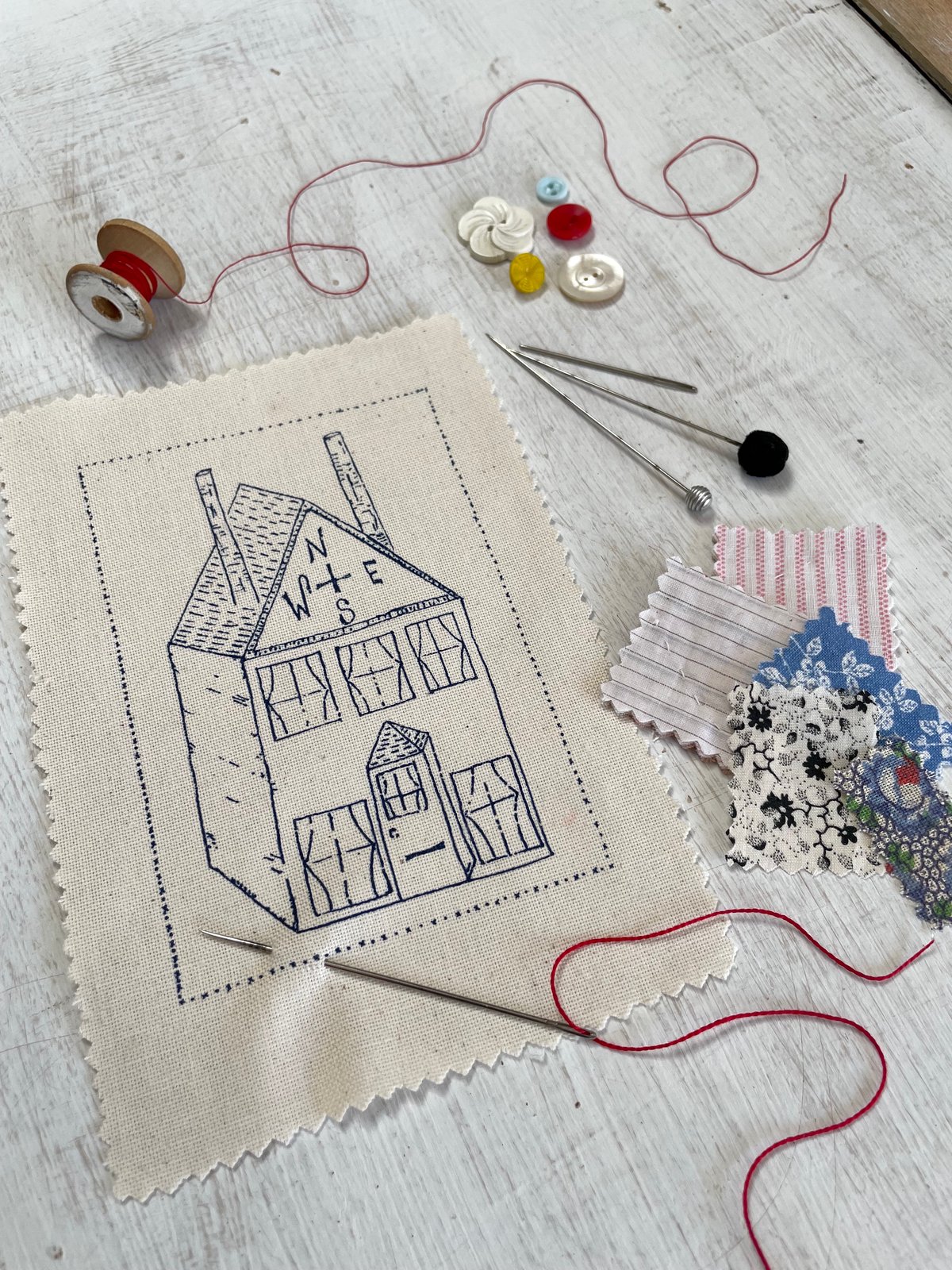 Image of Little House Embroidery Template