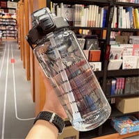 Image 1 of 2L Clear Large Capacity Motivational Sports Water Bottle with Time Marker