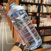 Image 4 of 2L Clear Large Capacity Motivational Sports Water Bottle with Time Marker