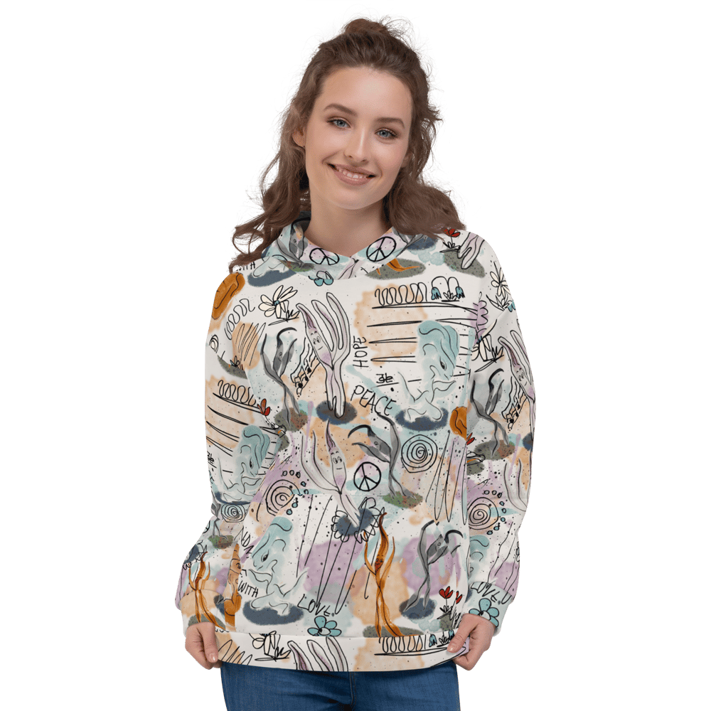 Image of Wilde Liebe Tanzen Jo Lenz Art Unisex backprint Statement Hoodie grey