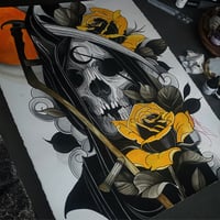 Image 1 of Reaper watercolor framed (original 22x30)