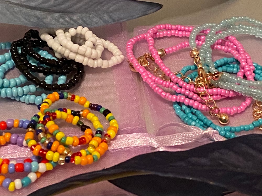 Image of Different colored Beaded Necklaces-Chokers-Anklets