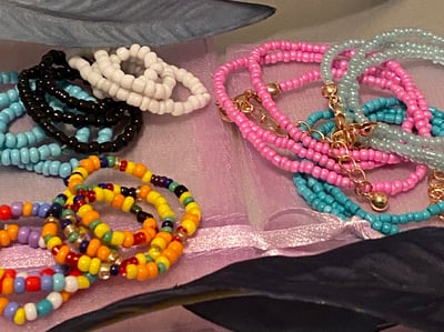 Image of Different colored Beaded Necklaces-Chokers-Anklets