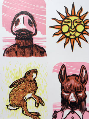 The Wicker Man linocut print