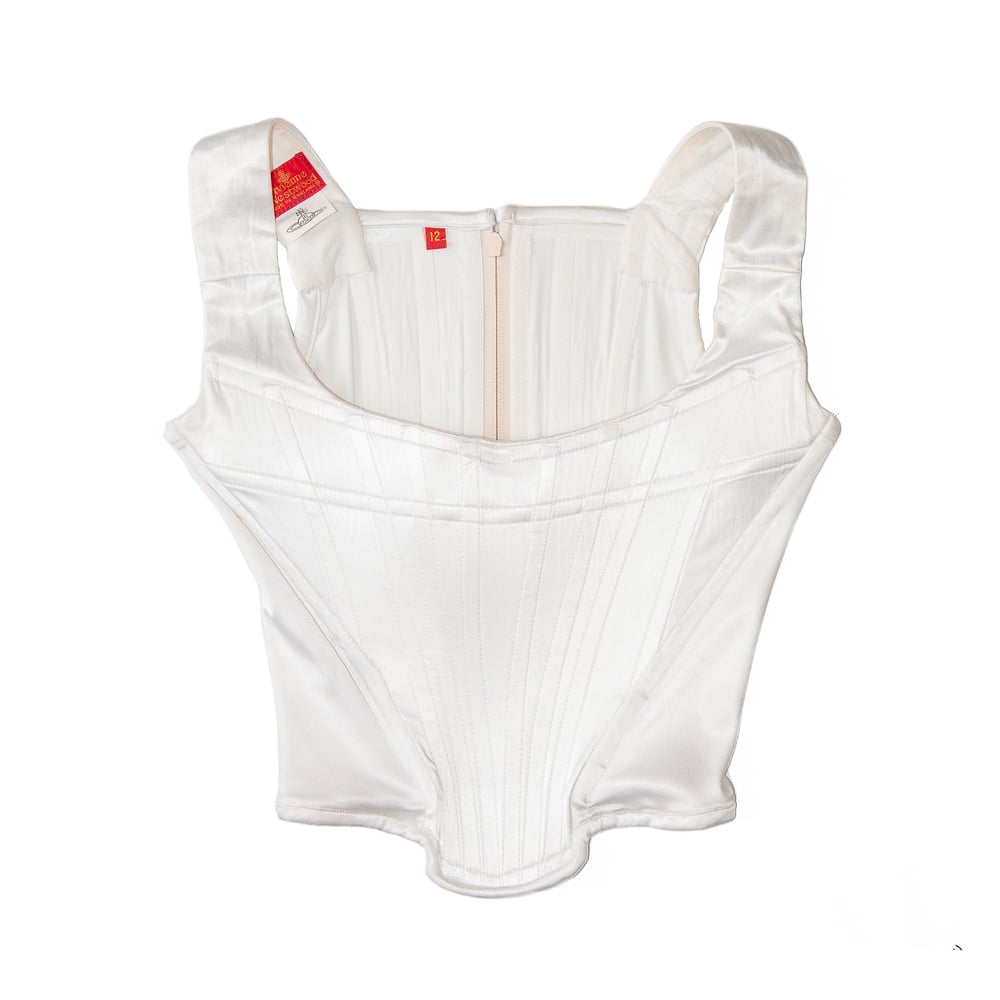 Image of Vivienne Westwood 1990s White Silk Corset 