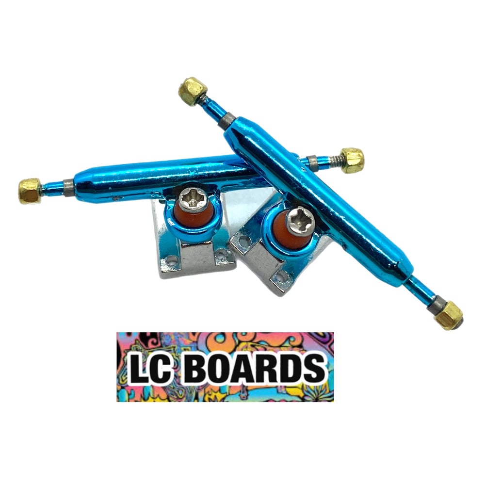 LC BOARDS FINGERBOARD INVERTED KINGPIN 34MM TRUCKS BLUE NEON