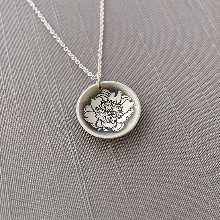 Sterling Silver ‘Bowl of Beauty’ Peony Necklace