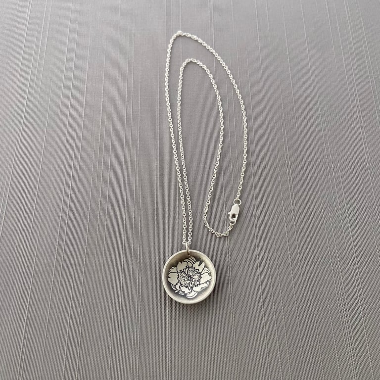 Sterling Silver ‘Bowl of Beauty’ Peony Necklace Image 5