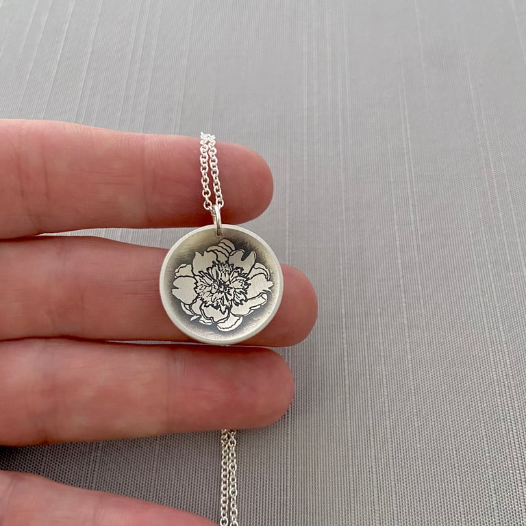 Sterling Silver ‘Bowl of Beauty’ Peony Necklace Image 2