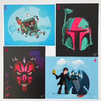 66% off Prints! Only $5.00 Each!! Spongeboba, Boba Bowie, Darth Maul, How to train your Horntail!