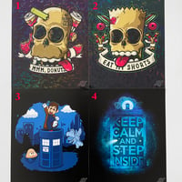 66% off Prints! Only $5.00 Each!! GLITTERY Homer, GLITTERY Bart, Dr Who Mario, Keep Calm Tardis!