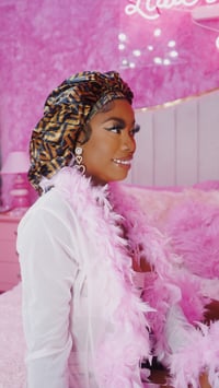 Image 3 of DesignHER Brown Logo Silk Bonnet 