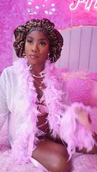 Image 4 of DesignHER Brown Logo Silk Bonnet 