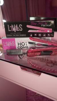 Image 1 of Pink Diamond Hot Comb & Flat Iron Set 