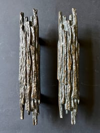 Image 1 of Set of Two Bronze Door Handles with Tree Bark Relief