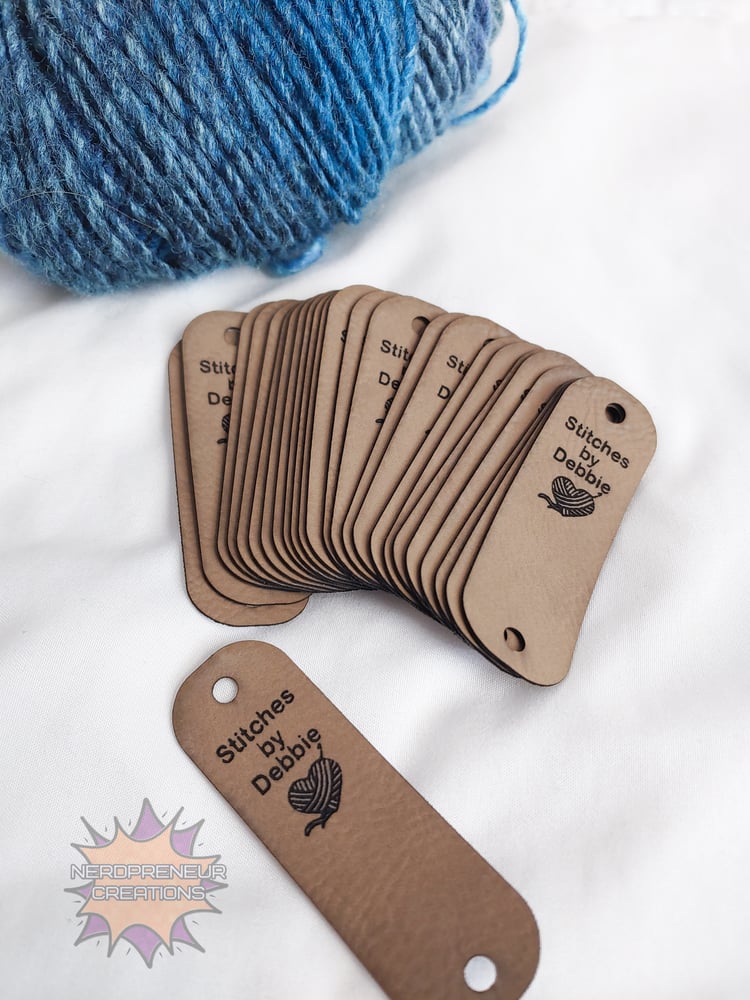Image of Chicago Screw 2.75x0.85 Custom Logo Faux Leather Tags