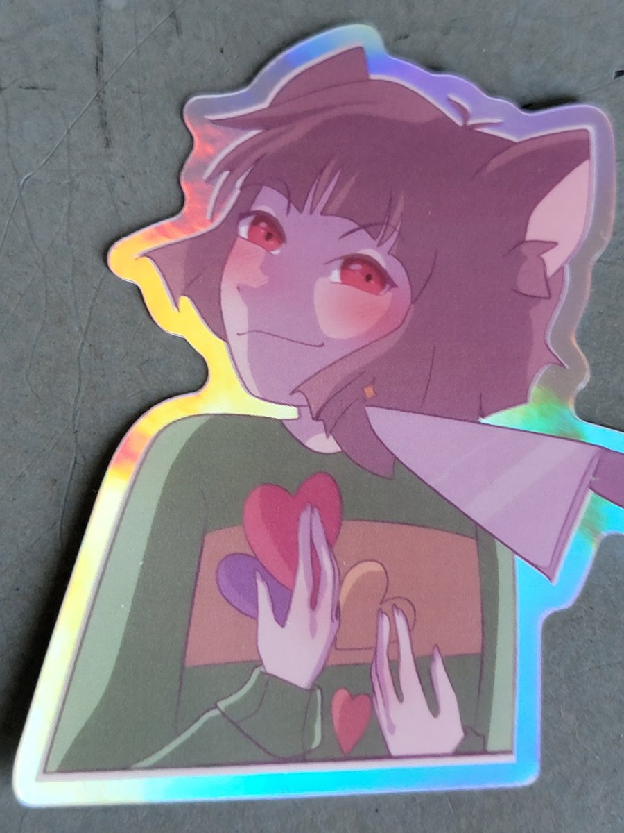 Chara Cat meme Holographic Sticker | MeltyMart