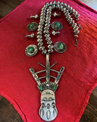 Image 1 of WL&A Handmade Crown Dancer Squash Blossom Necklace - Length 24" - 475 Grams