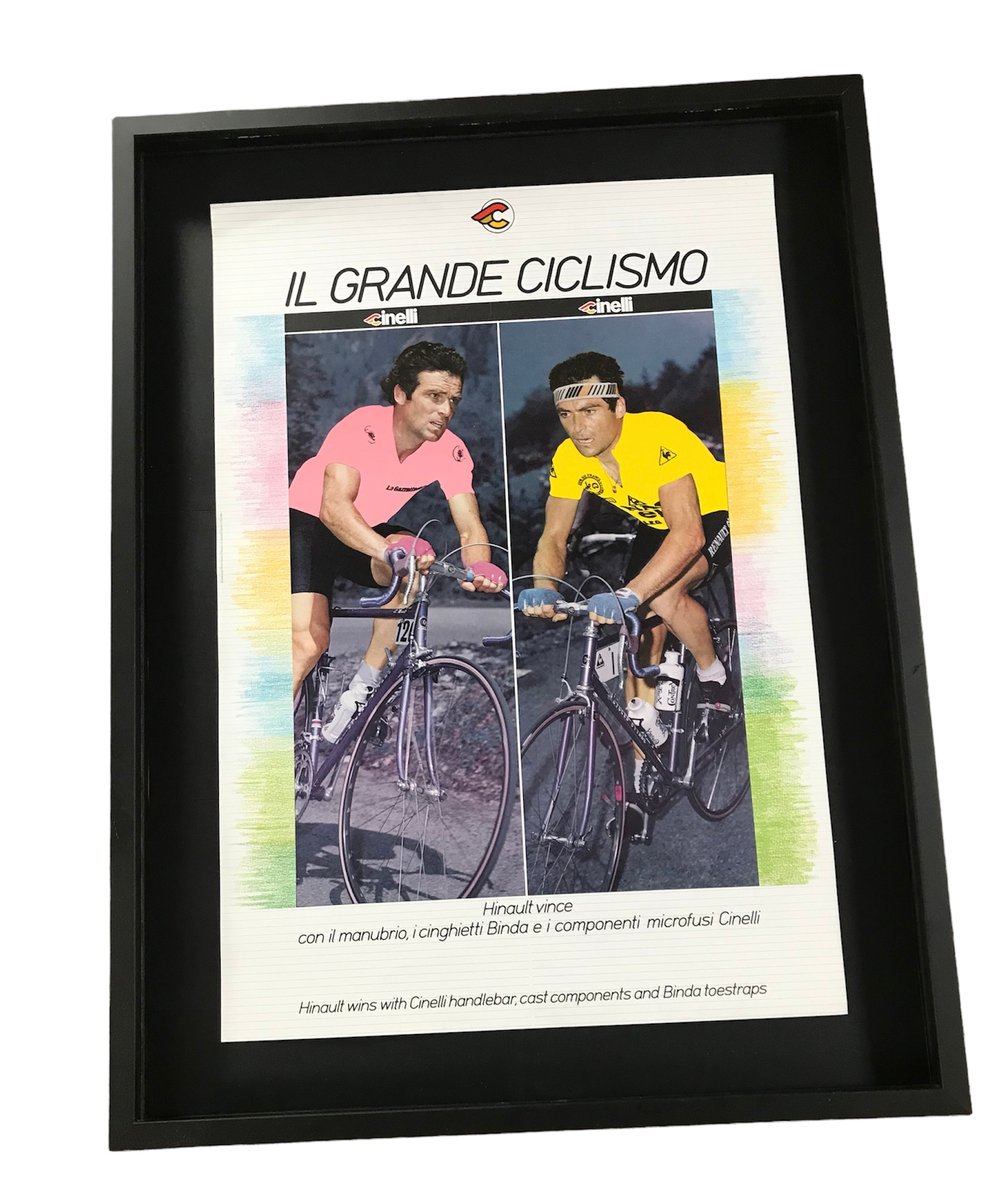 Advertising poster of Bernard Hinault by Cinelli
