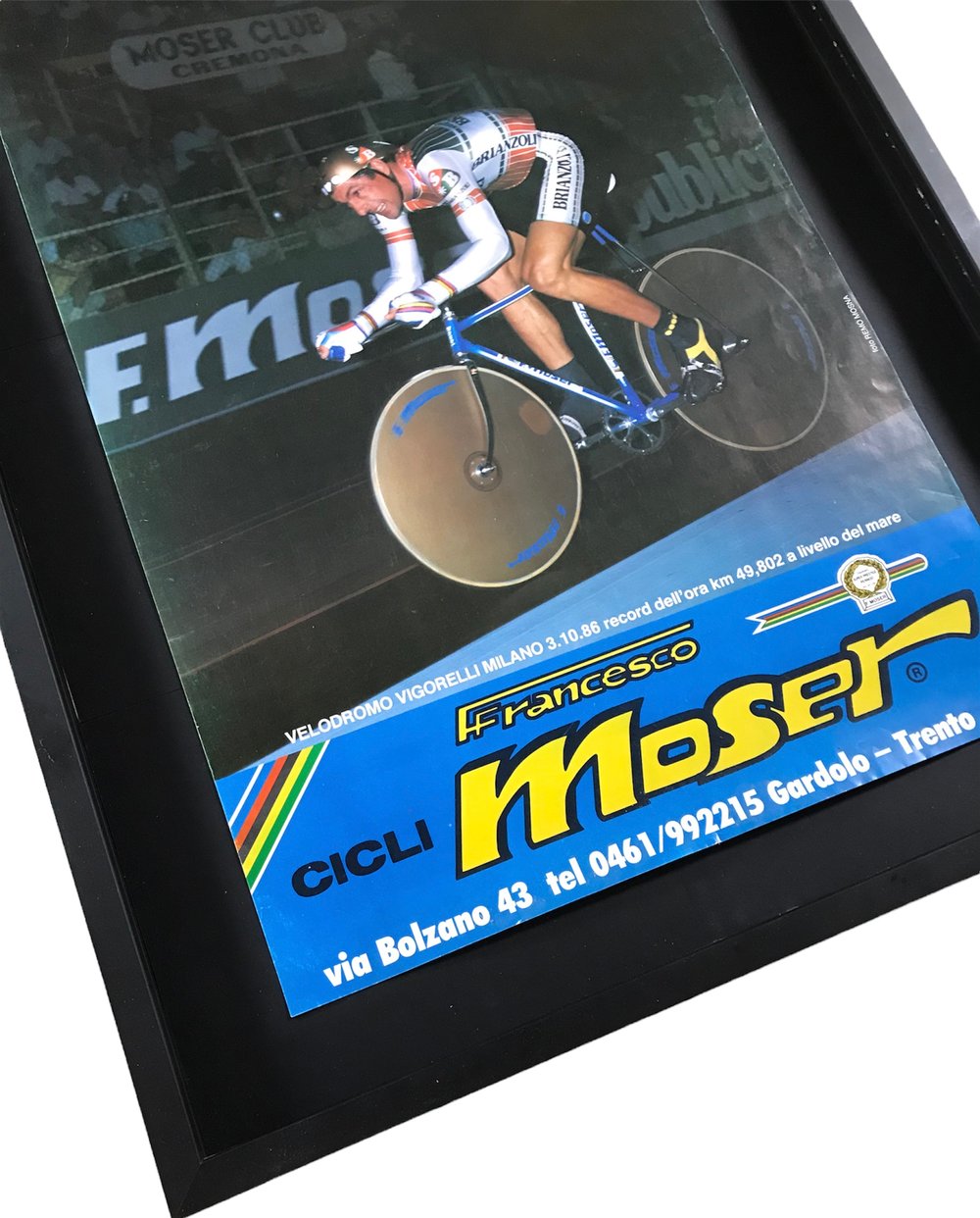 Advertising poster of Francesco Moser by Cicli Moser