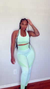 Image 1 of What waist? 2pc yoga set (Mint Green)