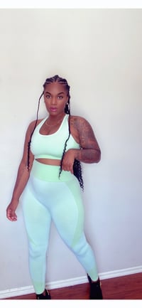 Image 3 of What waist? 2pc yoga set (Mint Green)