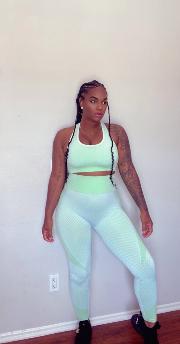 What waist? 2pc yoga set (Mint Green)