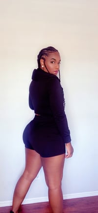 Image 2 of Royal Baby Hoodie 2pc shorts set ( black)