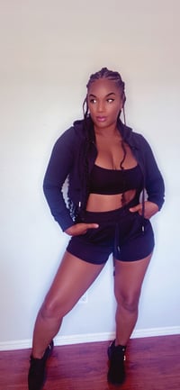 Image 4 of Royal Baby Hoodie 2pc shorts set ( black)