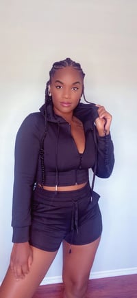 Image 3 of Royal Baby Hoodie 2pc shorts set ( black)