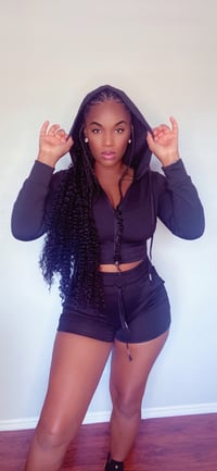 Image 1 of Royal Baby Hoodie 2pc shorts set ( black)